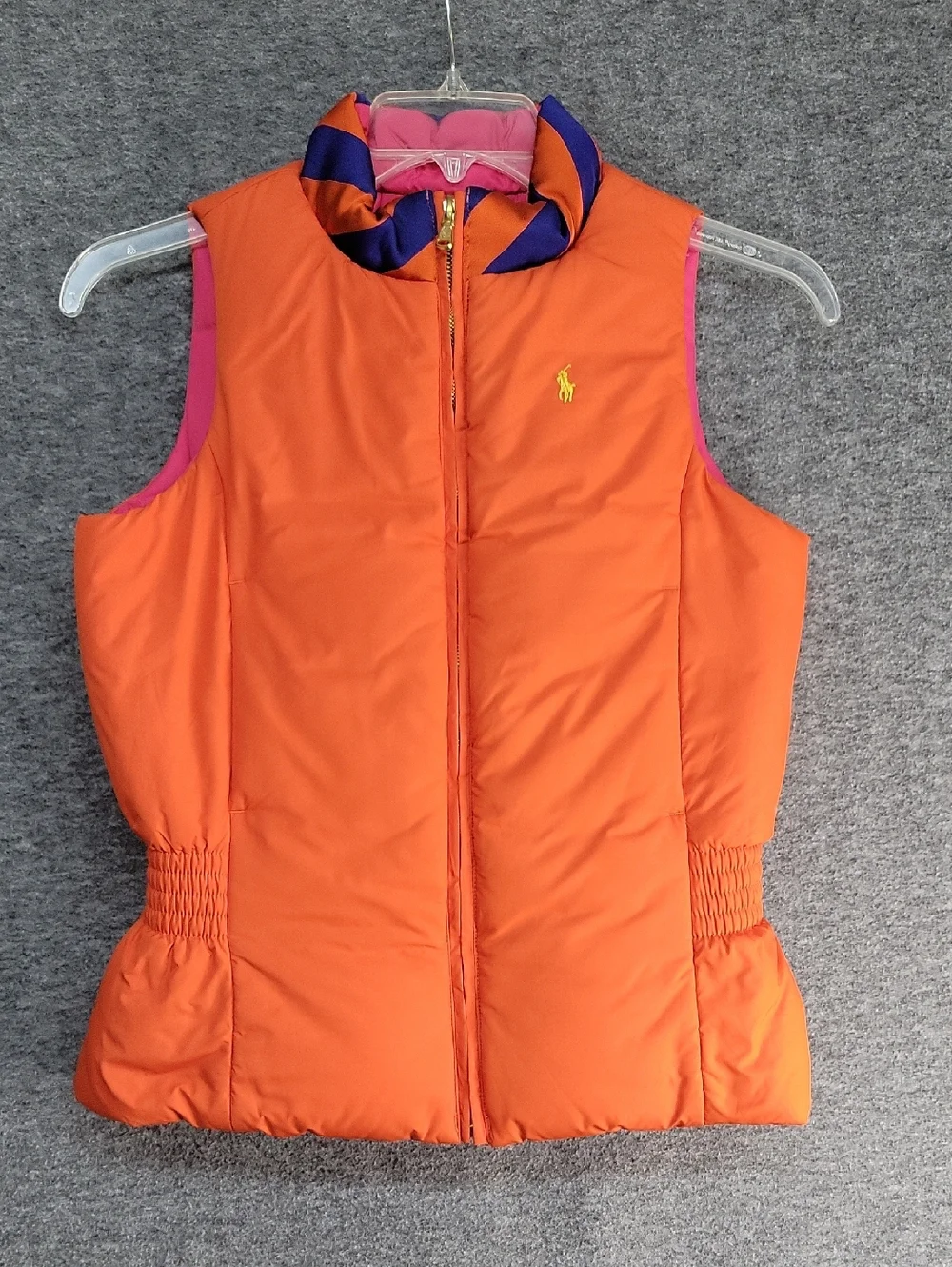 Ralph Lauren Reversible Vest Pink/Orange Youth Sz. L(10-12) Mock Collar Full Zip
